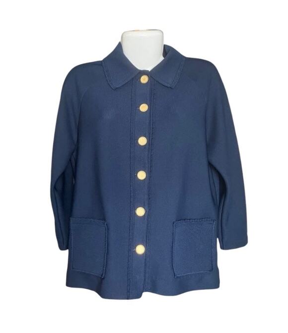 Hedy Knits Sweaters - Hedy Knits of California Women's Timeless Navy Cardigan Gold Button Accents SZ M